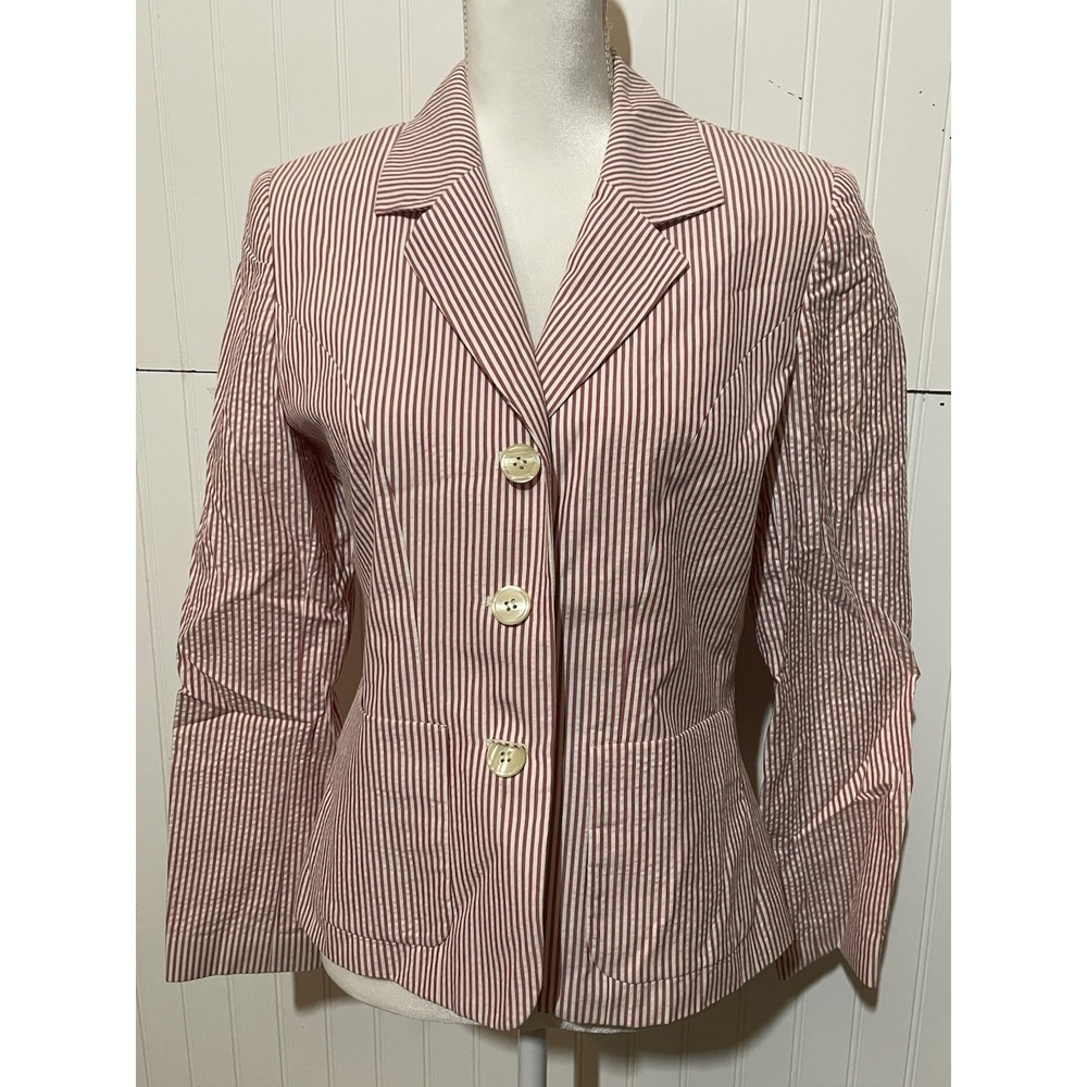 Brooks Brothers Womens Blazer Jacket Long Sleeve Striped Red Size 4‎ B218